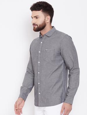 grey solid casual shirt - 16528149 - Standard Image - 2