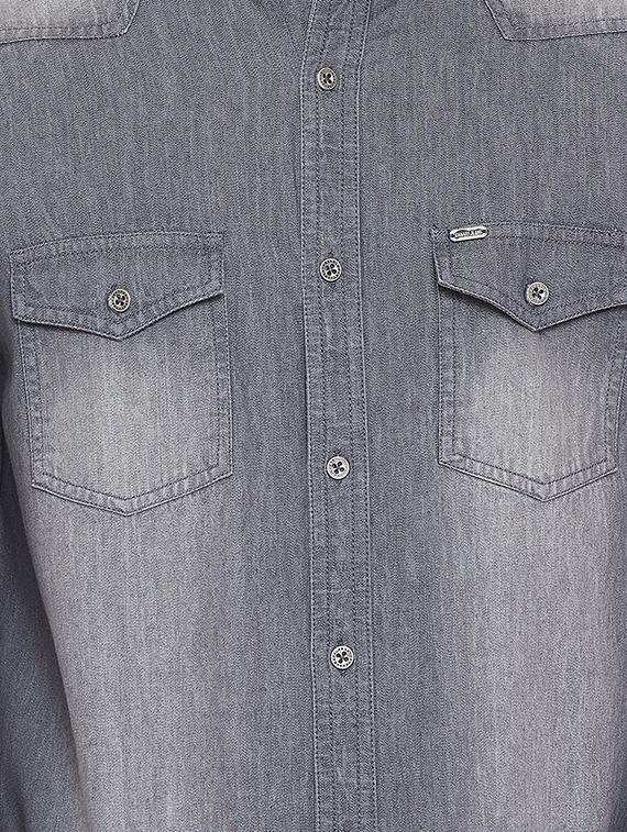 grey faded denim casual shirt - 16528150 - Zoom Image - 5