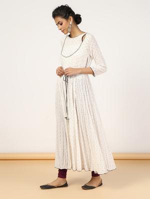 polka dots flared kurta - 16528196 - Standard Image - 2