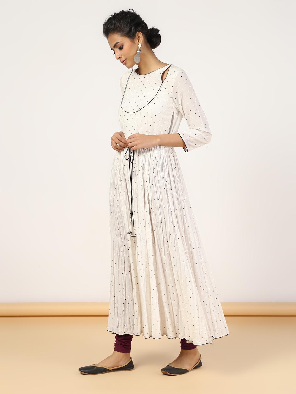 polka dots flared kurta - 16528196 - Zoom Image - 2