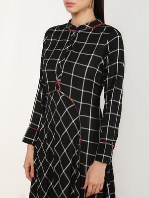 checkered asymmetric flared ethnic dress - 16528487 - Standard Image - 5