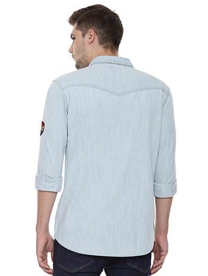 light blue solid casual shirt - 16529309 - Standard Image - 2