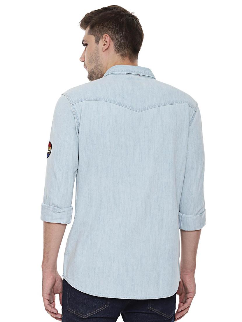light blue solid casual shirt - 16529309 - Zoom Image - 2
