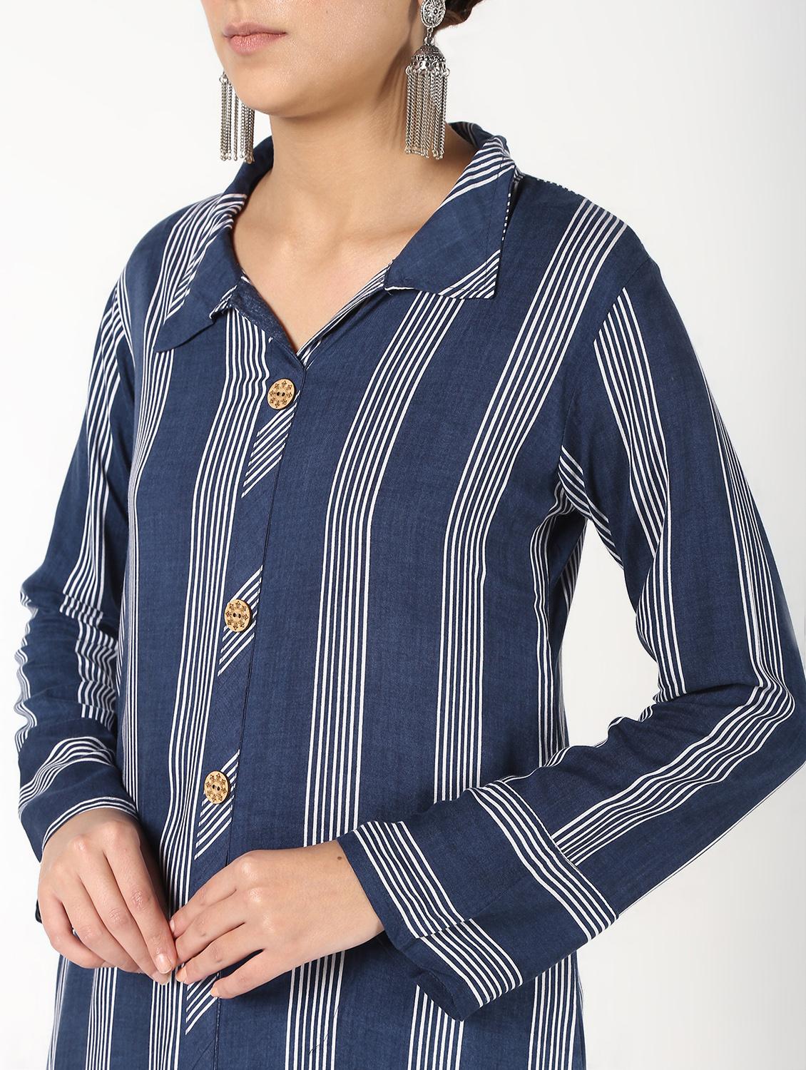 striped straight kurta - 16529619 - Zoom Image - 5
