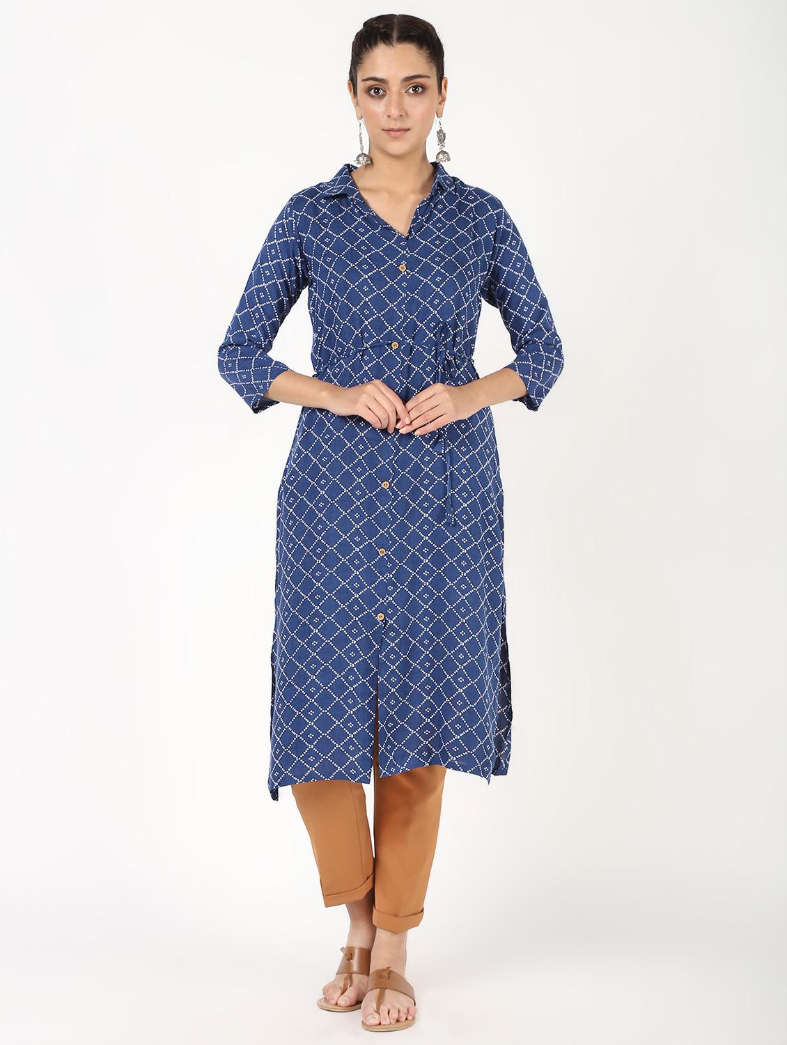 printed straight kurta - 16529632 - Zoom Image - 2
