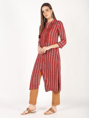 printed straight kurta - 16529643 - Standard Image - 2