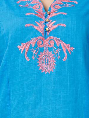 embroidered detail notch neck tunic - 16529832 - Standard Image - 5