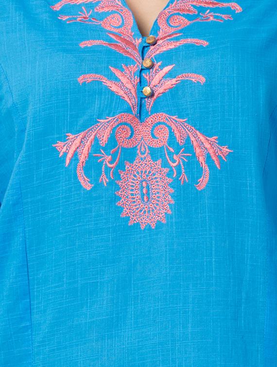 embroidered detail notch neck tunic - 16529832 - Zoom Image - 5