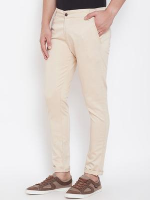 beige solid chinos - 16530046 - Standard Image - 2