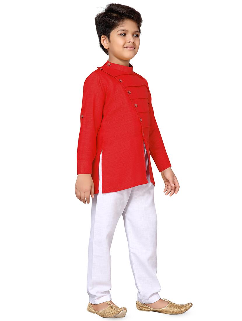 red cotton kurta pyjama set - 16530660 - Zoom Image - 2