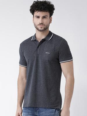 grey solid polo t-shirt - 16530825 - Standard Image - 2