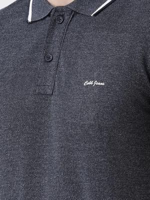 grey solid polo t-shirt - 16530825 - Standard Image - 5