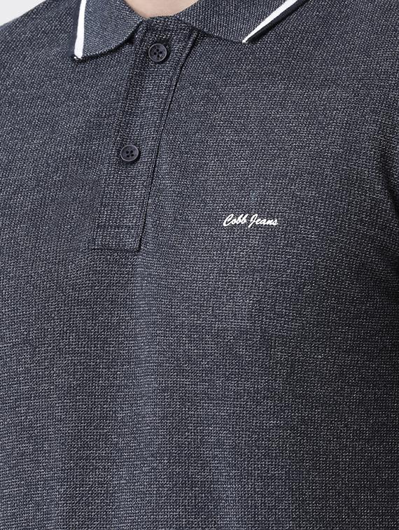grey solid polo t-shirt - 16530825 - Zoom Image - 5