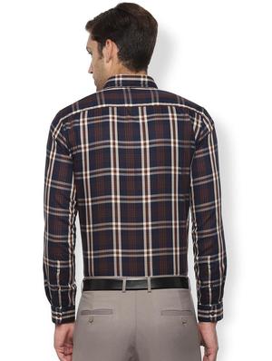 navy blue checkered casual shirt - 16531112 - Standard Image - 2