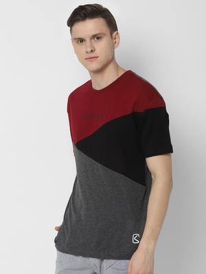 grey color block t-shirt - 16531276 - Standard Image - 2