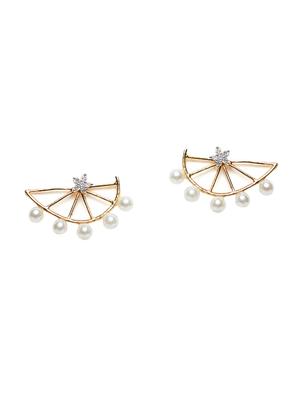 gold metal studs earring - 16532415 - Standard Image - 2