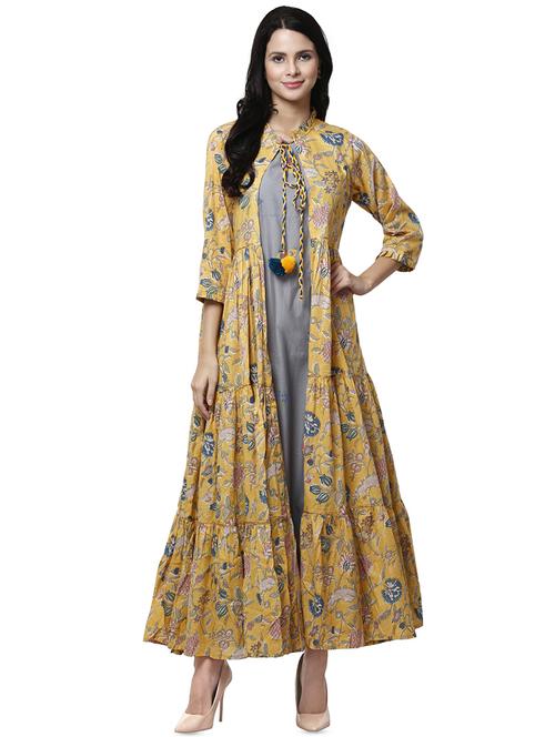 floral overlay jacket ethnic dress - 16532746 - Very Small Image - 1
