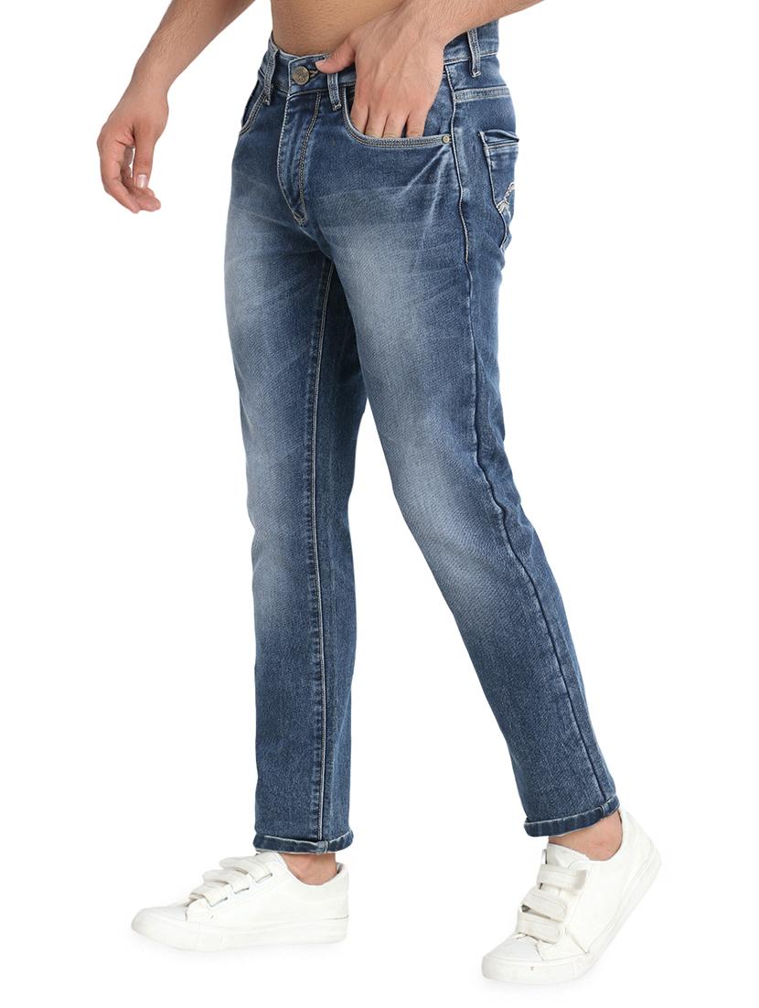 blue cotton blend washed jeans - 16533988 - Zoom Image - 2