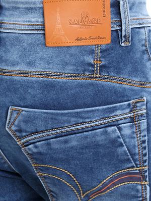 blue cotton blend washed jeans - 16533991 - Standard Image - 5