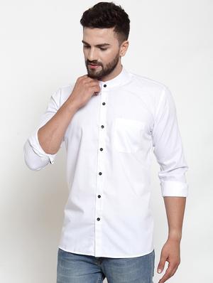 white solid casual shirt - 16534062 - Standard Image - 2