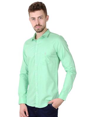green solid casual shirt - 16534210 - Standard Image - 2