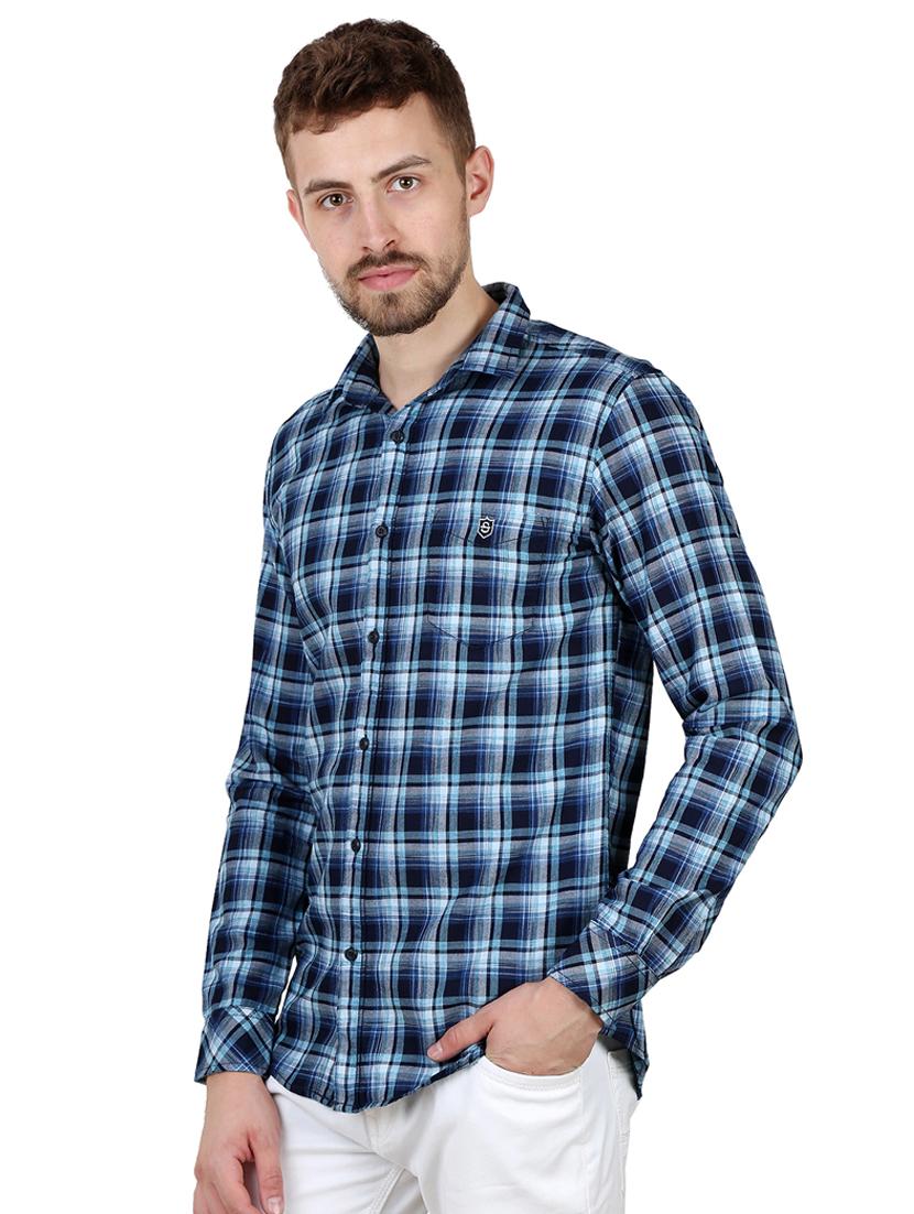 blue checkered casual shirt - 16534225 - Zoom Image - 2