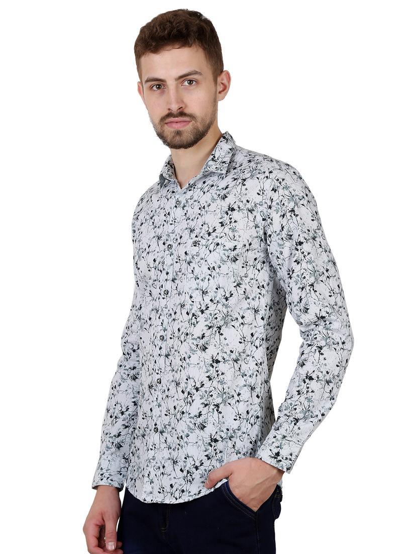 grey floral print casual shirt - 16534232 - Zoom Image - 2