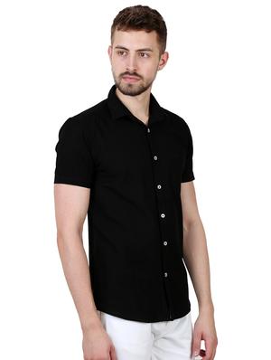 black solid casual shirt - 16534235 - Standard Image - 2