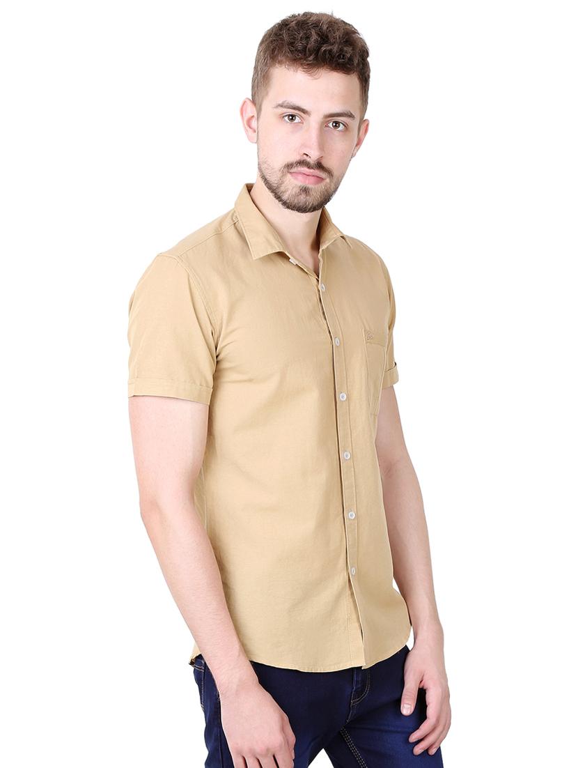beige solid casual shirt - 16534236 - Zoom Image - 2