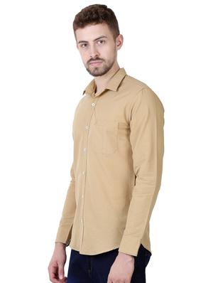 beige solid casual shirt - 16534241 - Standard Image - 2