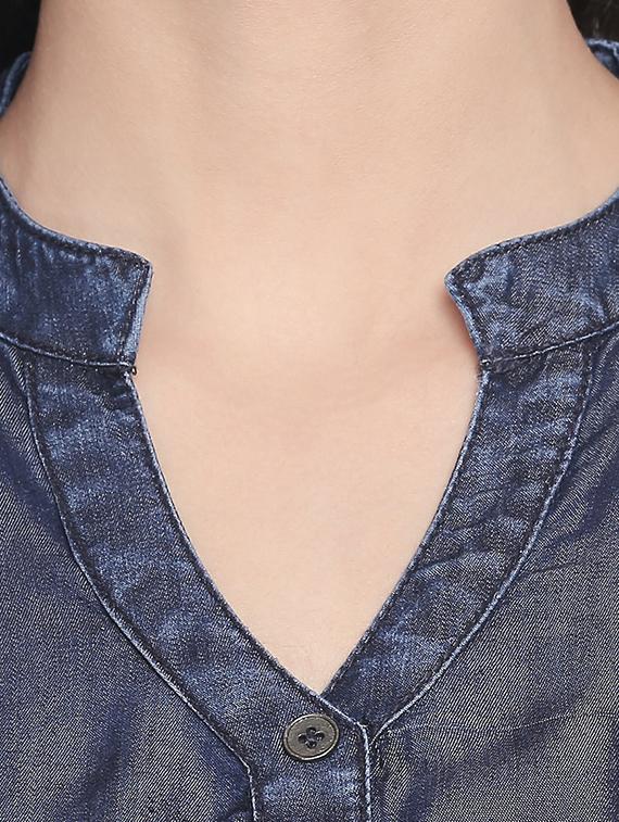 mandarin neck high low shirt - 16534739 - Zoom Image - 5
