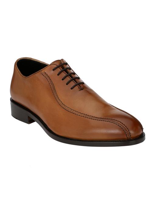 missali shoes tan leather lace-up oxfords - 16535771 - Very Small Image - 1