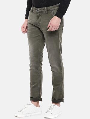 olive green light washed denim jeans - 16536209 - Standard Image - 2