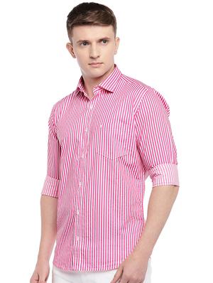 pink striped casual shirt - 16536221 - Standard Image - 2