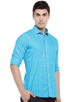 blue printed casual shirt - 16536237 - Standard Image - 2