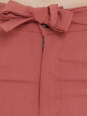 tie up waist solid wide leg trouser - 16536413 - Standard Image - 5