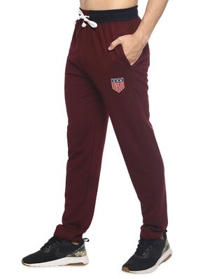 maroon solid full length track pant - 16537290 - Standard Image - 2