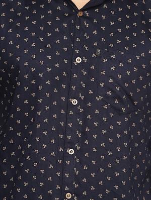 navy blue printed casual shirt - 16538256 - Standard Image - 5