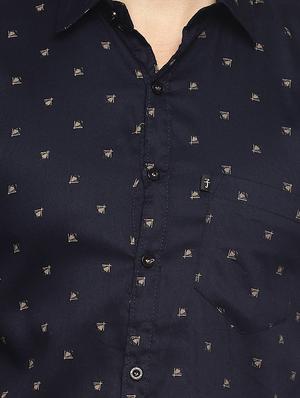 navy blue printed casual shirt - 16538259 - Standard Image - 5