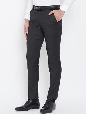 black checkered flat front formal trouser - 16539713 - Standard Image - 2