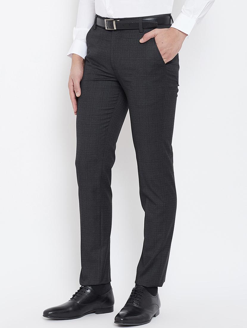 black checkered flat front formal trouser - 16539713 - Zoom Image - 2