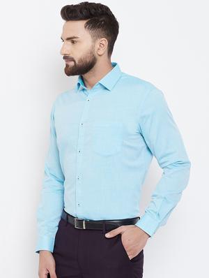 blue solid formal shirt - 16539728 - Standard Image - 2