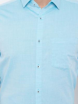 blue solid formal shirt - 16539728 - Standard Image - 5