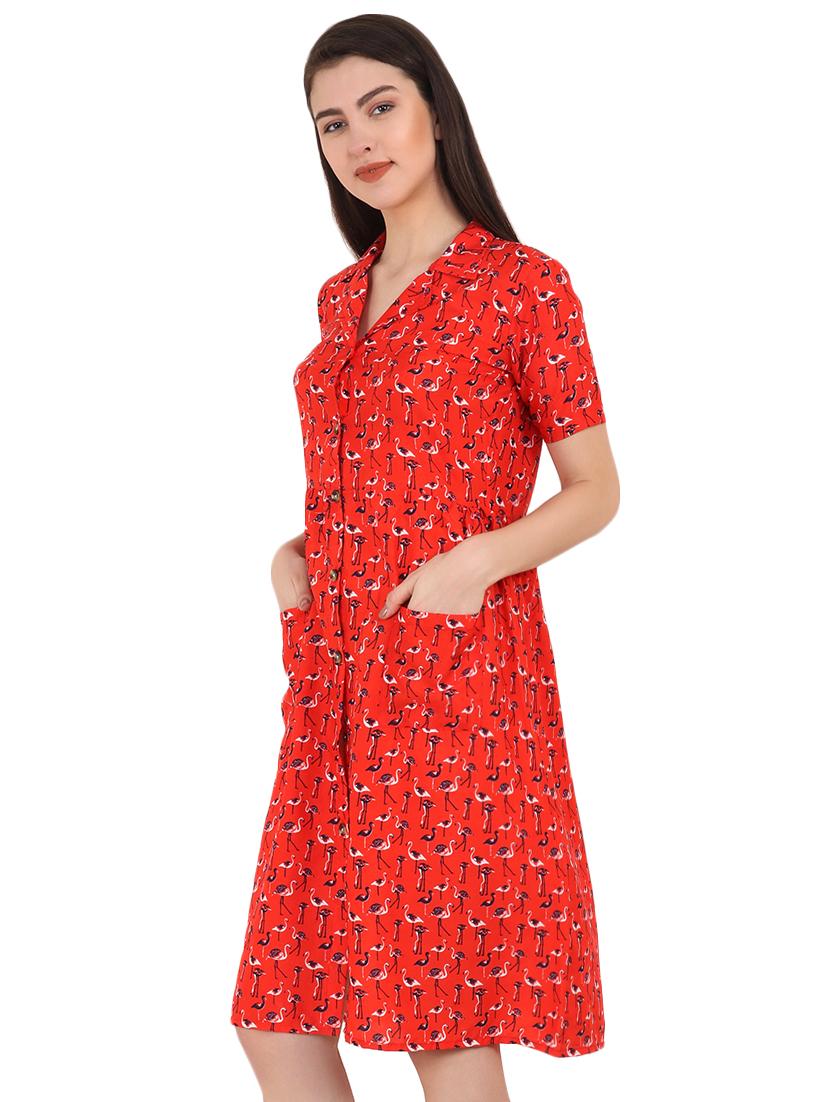 button up flamingo shirt dress - 16541691 - Zoom Image - 2