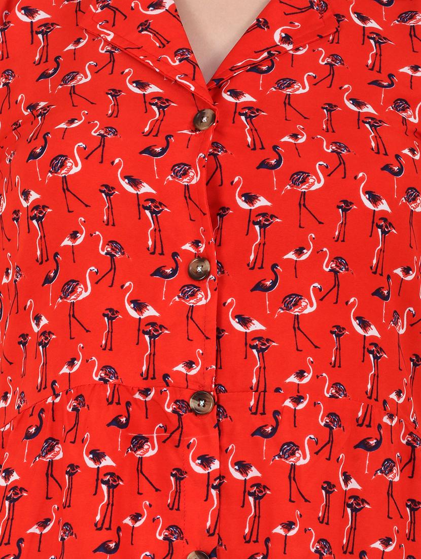 button up flamingo shirt dress - 16541691 - Zoom Image - 5