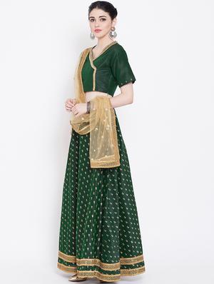 gold block print lehenga - 16542132 - Standard Image - 2