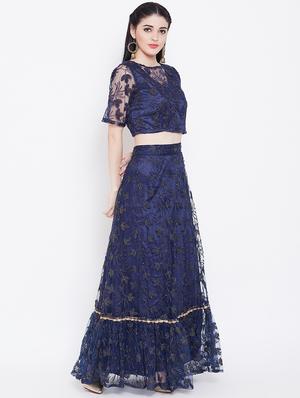 embroidered a-line lehenga - 16542136 - Standard Image - 2