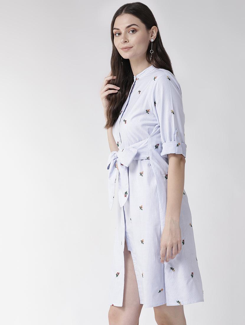 tie front striped a-line dress - 16542517 - Zoom Image - 2