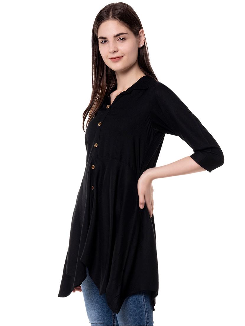 shirt collar flared tunic - 16542560 - Zoom Image - 2