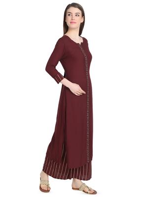 embellished solid kurta palazzo set - 16543001 - Standard Image - 2